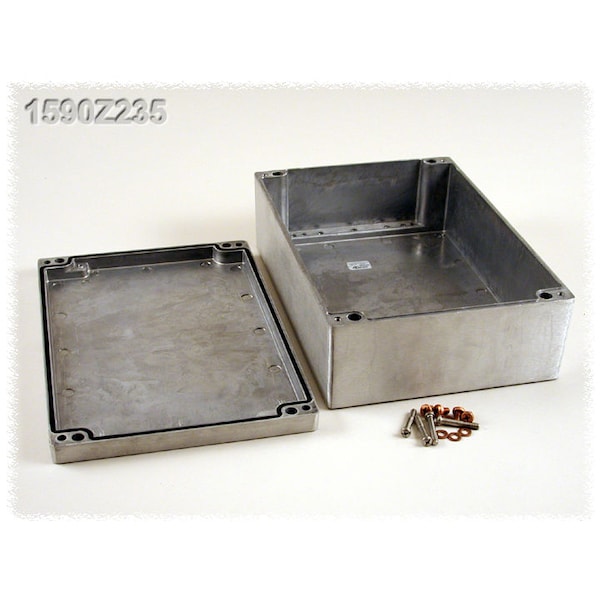 Hammond Screws Electrical Enclosures, 13.01 in H, 4.43 in D, 9.07 in W, 4, 4X, 6, 6P, 12 & 13, Aluminum 1590Z235 - main